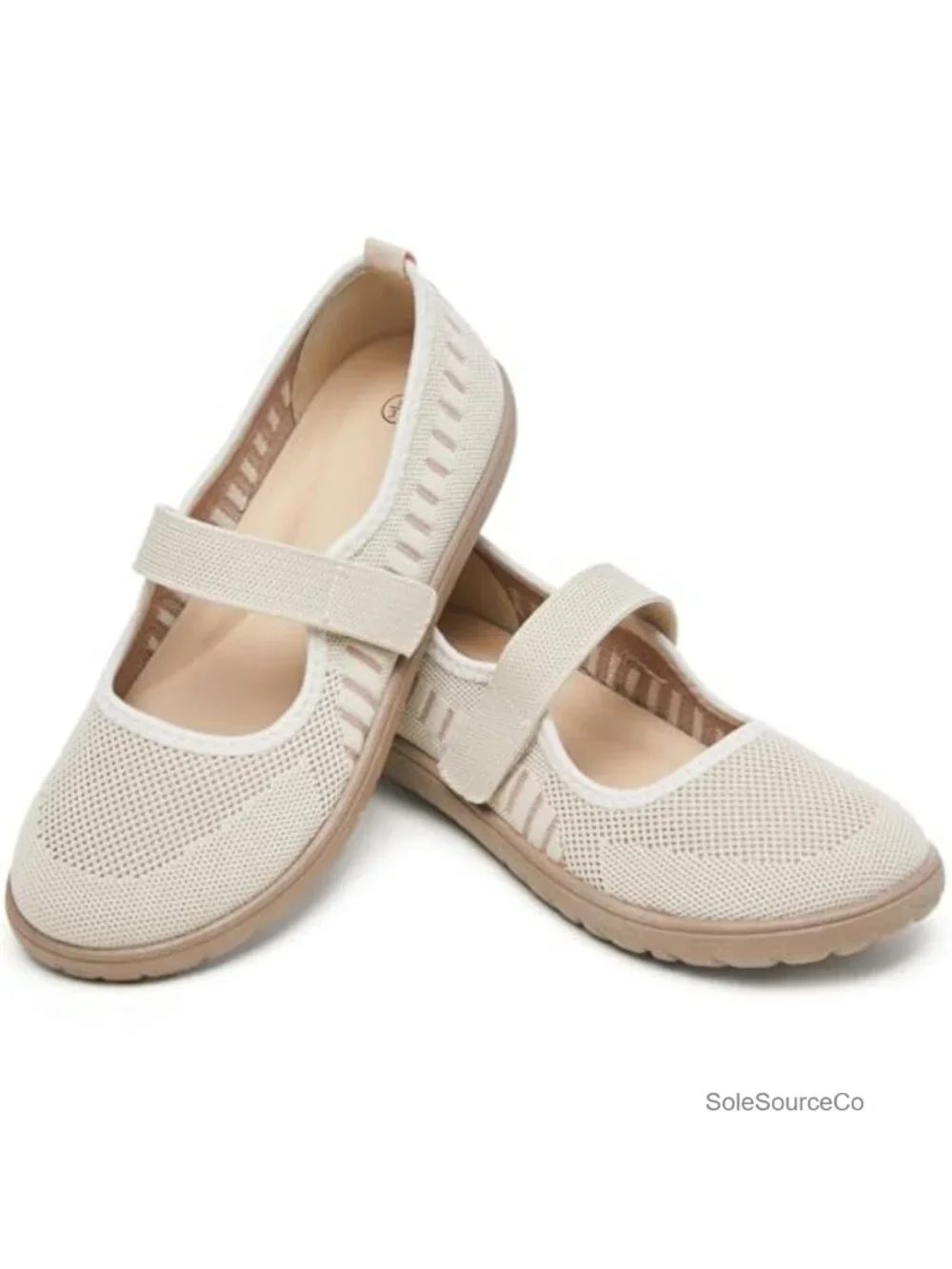 Women's Wide Toe Box Knit Mary Jane Flats - Slip On Walking Shoes